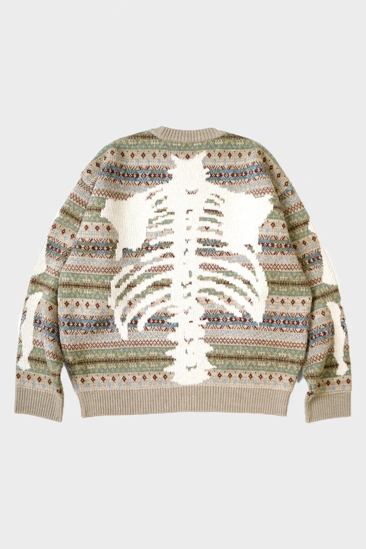 7G Wool FairIsle BONE Crew Sweater - Sax