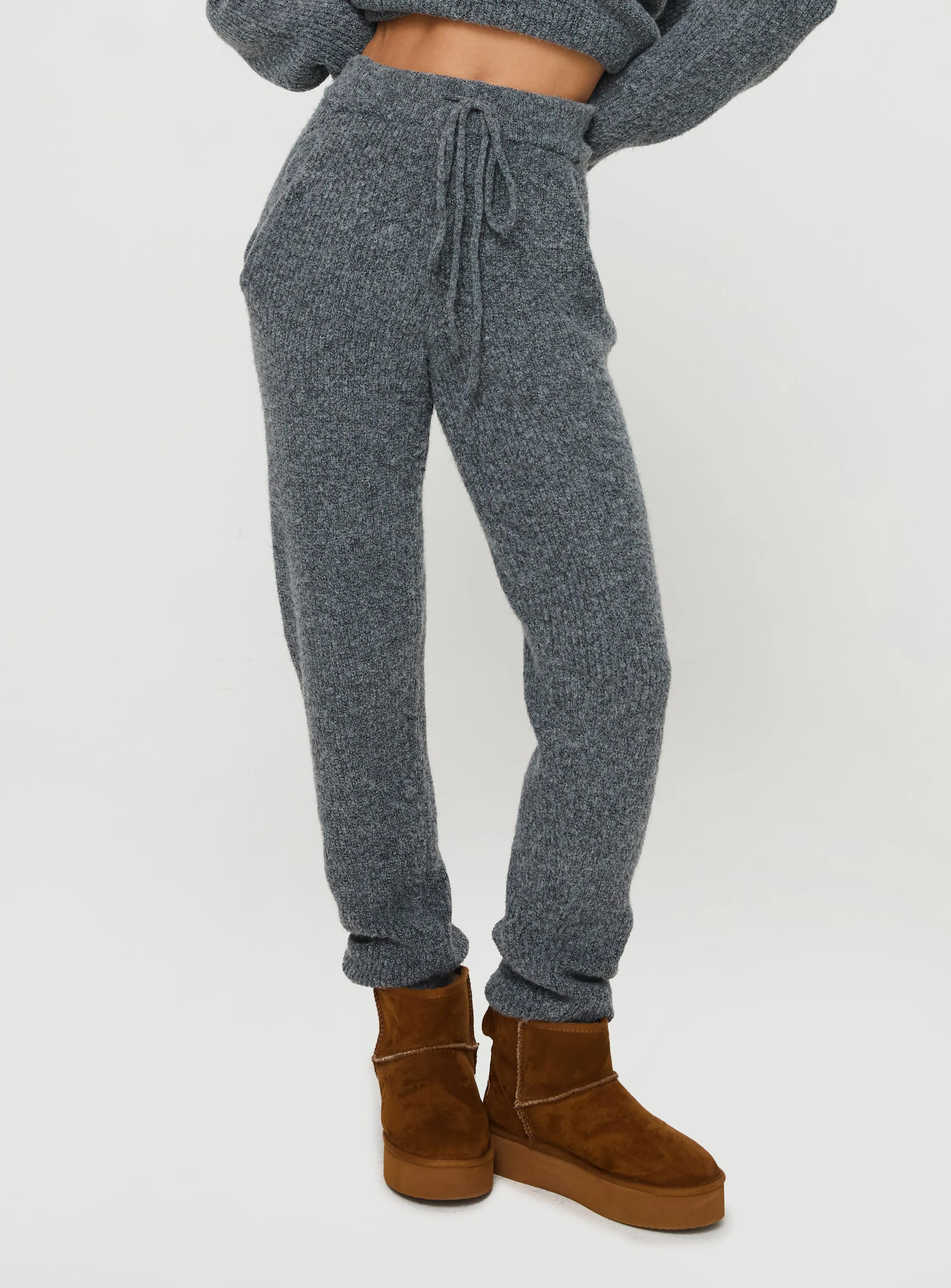 Abrams Rib Knit Pants Charcoal Marle