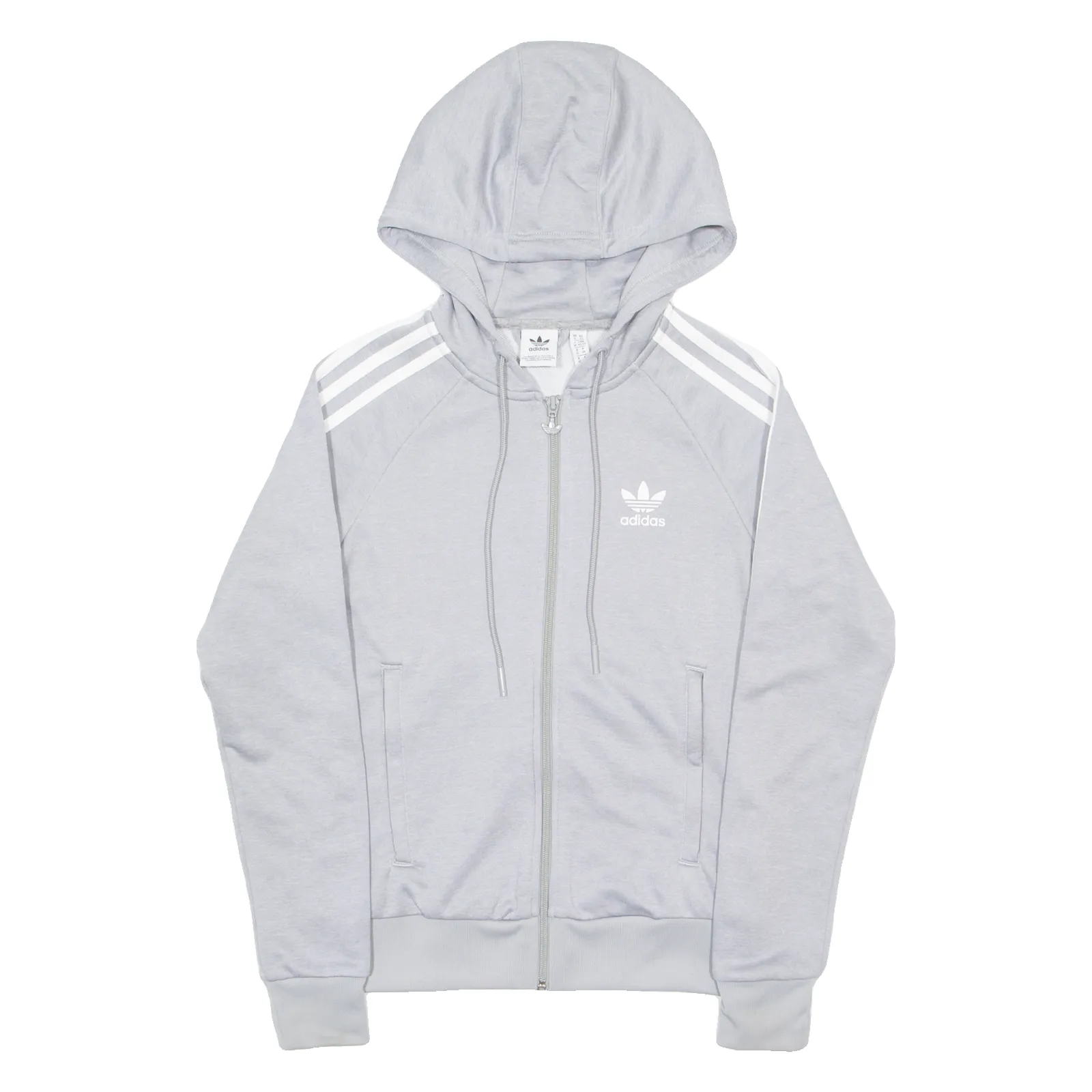 ADIDAS Womens Grey Hoodie Full Zip UK 6