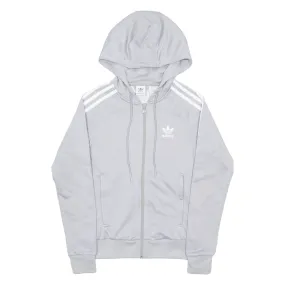 ADIDAS Womens Grey Hoodie Full Zip UK 6