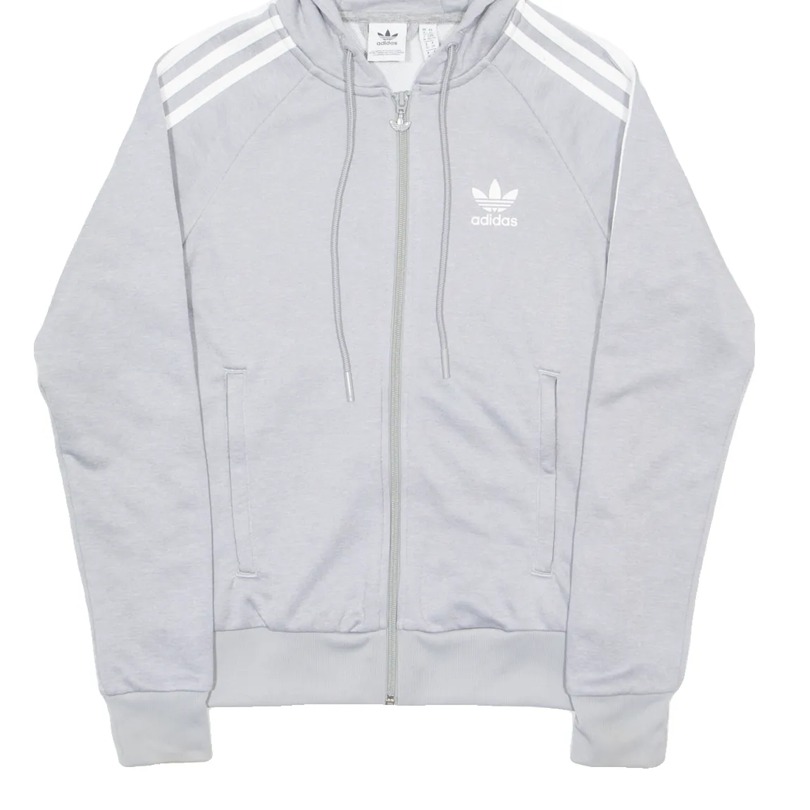 ADIDAS Womens Grey Hoodie Full Zip UK 6