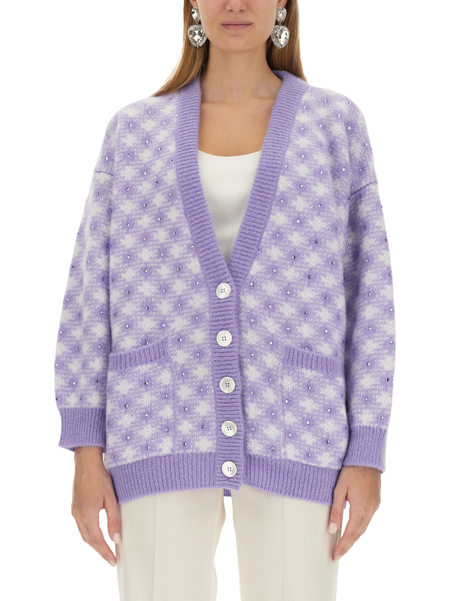 ALESSANDRA RICH    WOOL V-NECK CARDIGAN