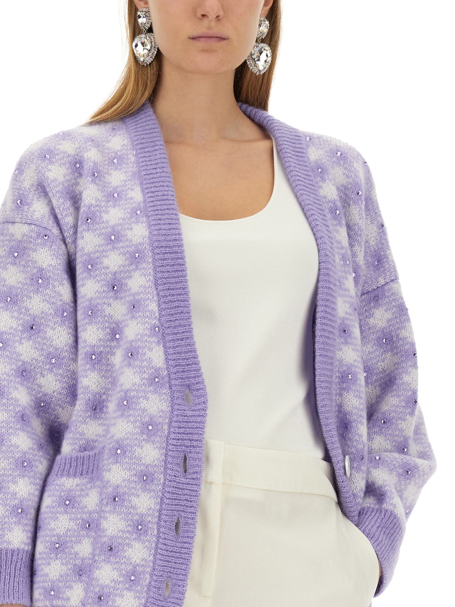 ALESSANDRA RICH    WOOL V-NECK CARDIGAN