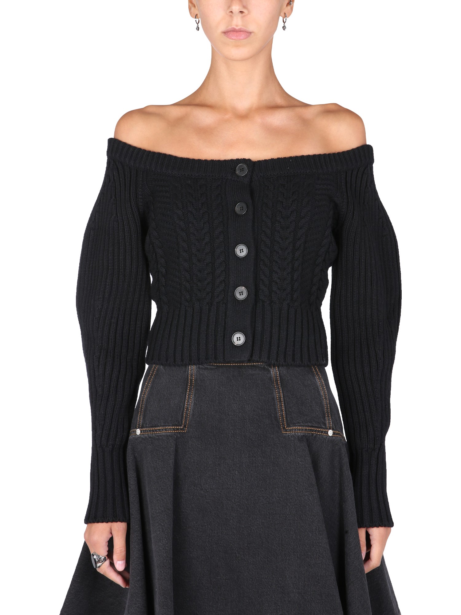 ALEXANDER McQUEEN    WOOL BLEND KNIT CARDIGAN