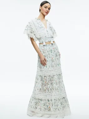 Alice + Olivia - Reise Embroidered Tiered Maxi Skirt - Georgia Floral