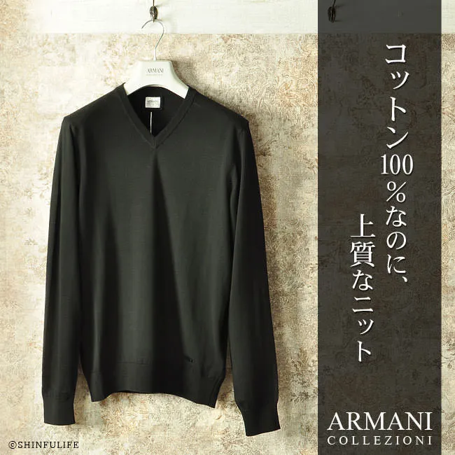 ARMANI COLLEZIONI  |V-Neck Long Sleeves Cotton Sweaters