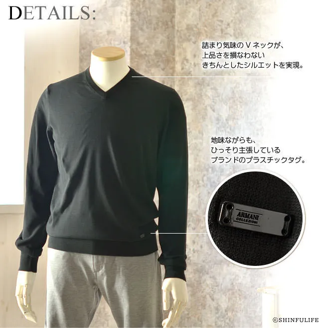 ARMANI COLLEZIONI  |V-Neck Long Sleeves Cotton Sweaters