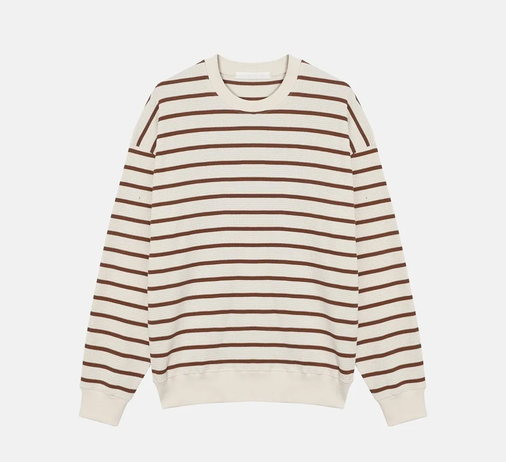 ASCLO  |Crew Neck Pullovers Stripes Unisex Sweat Street Style U-Neck