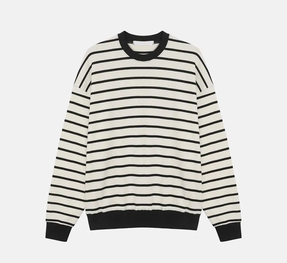 ASCLO  |Crew Neck Pullovers Stripes Unisex Sweat Street Style U-Neck