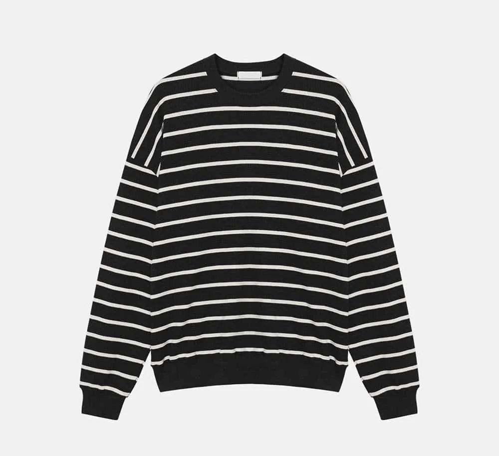 ASCLO  |Crew Neck Pullovers Stripes Unisex Sweat Street Style U-Neck