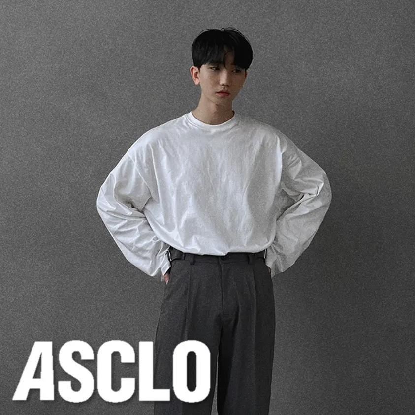 ASCLO  |Crew Neck Unisex Street Style Long Sleeves Plain Cotton