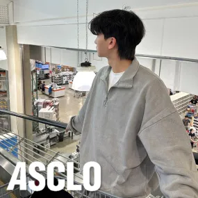 ASCLO  |Pullovers Unisex Sweat Street Style Long Sleeves Plain