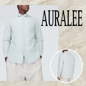 AURALEE  |Silk Blended Fabrics Long Sleeves Plain Cotton Shirts