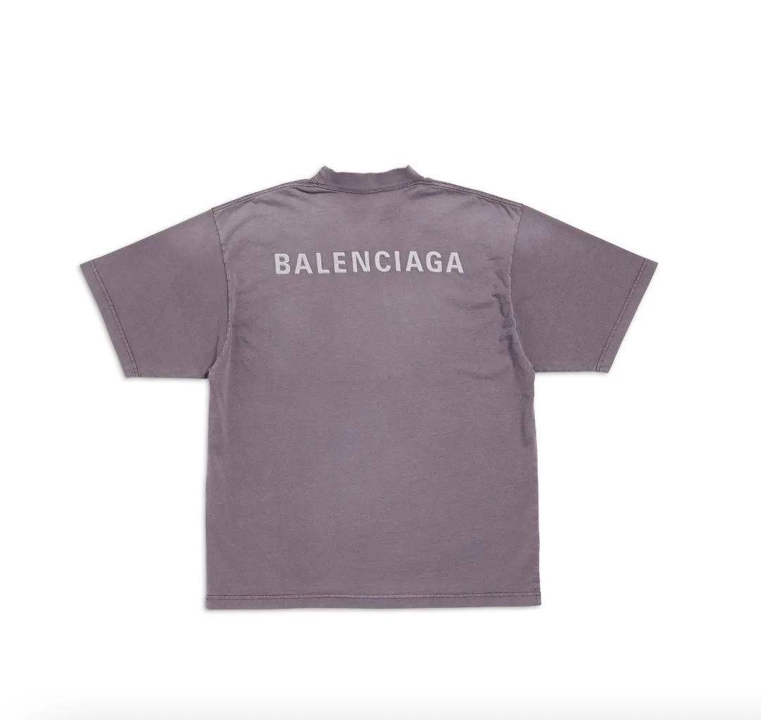 BALENCIAGA  |Balenciaga Back T-shirt Medium Fit in Faded Purple