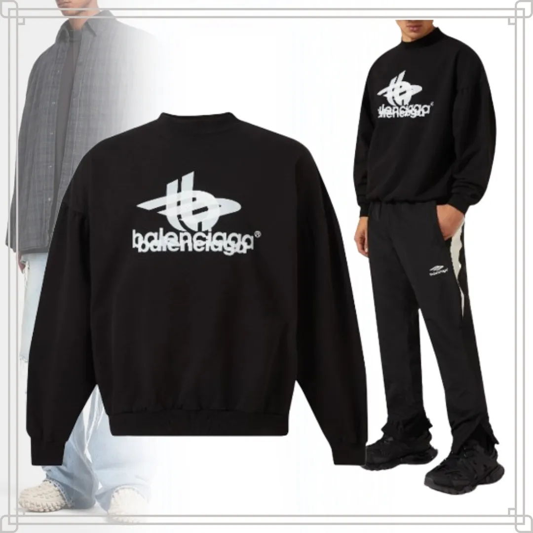 BALENCIAGA  |Crew Neck Pullovers Unisex Street Style Long Sleeves Plain