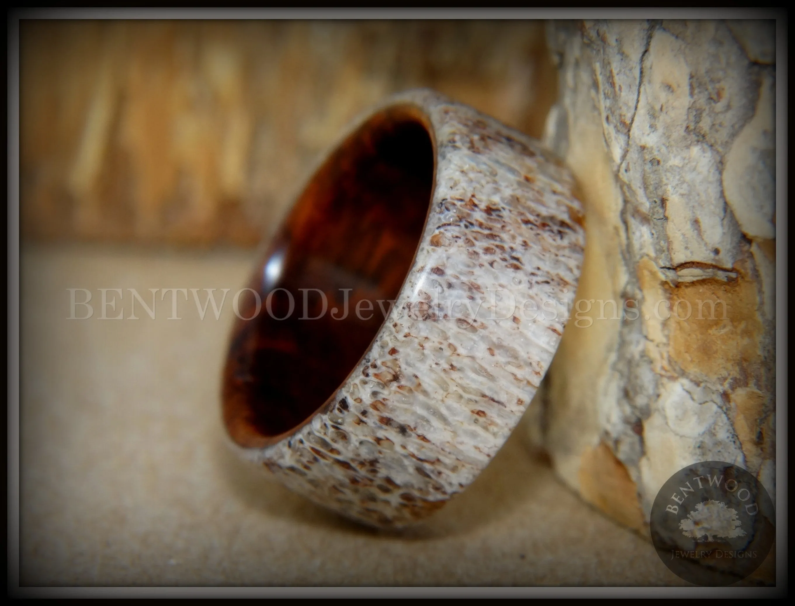 Bentwood Ring - The Hunter Antler on Snakewood