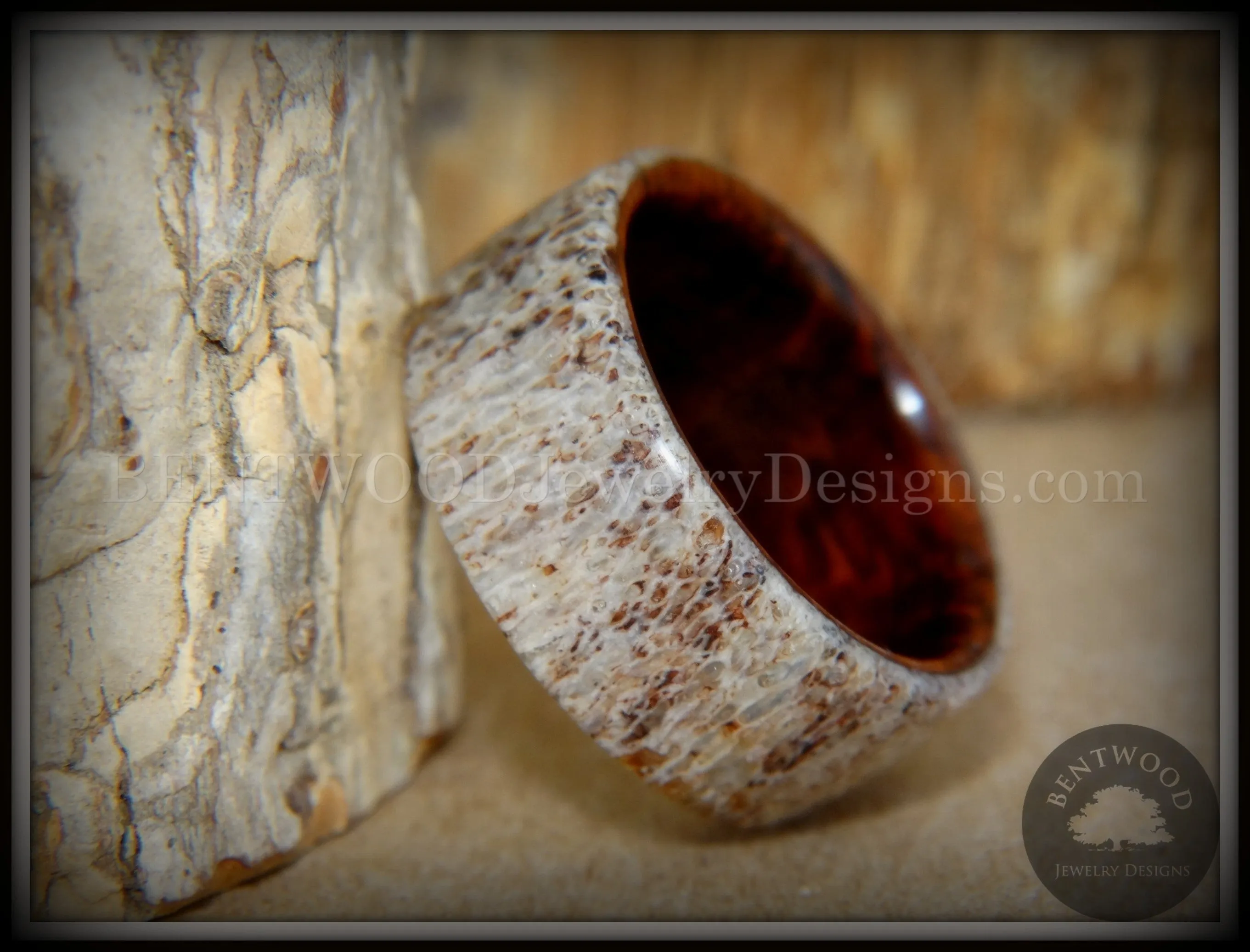 Bentwood Ring - The Hunter Antler on Snakewood