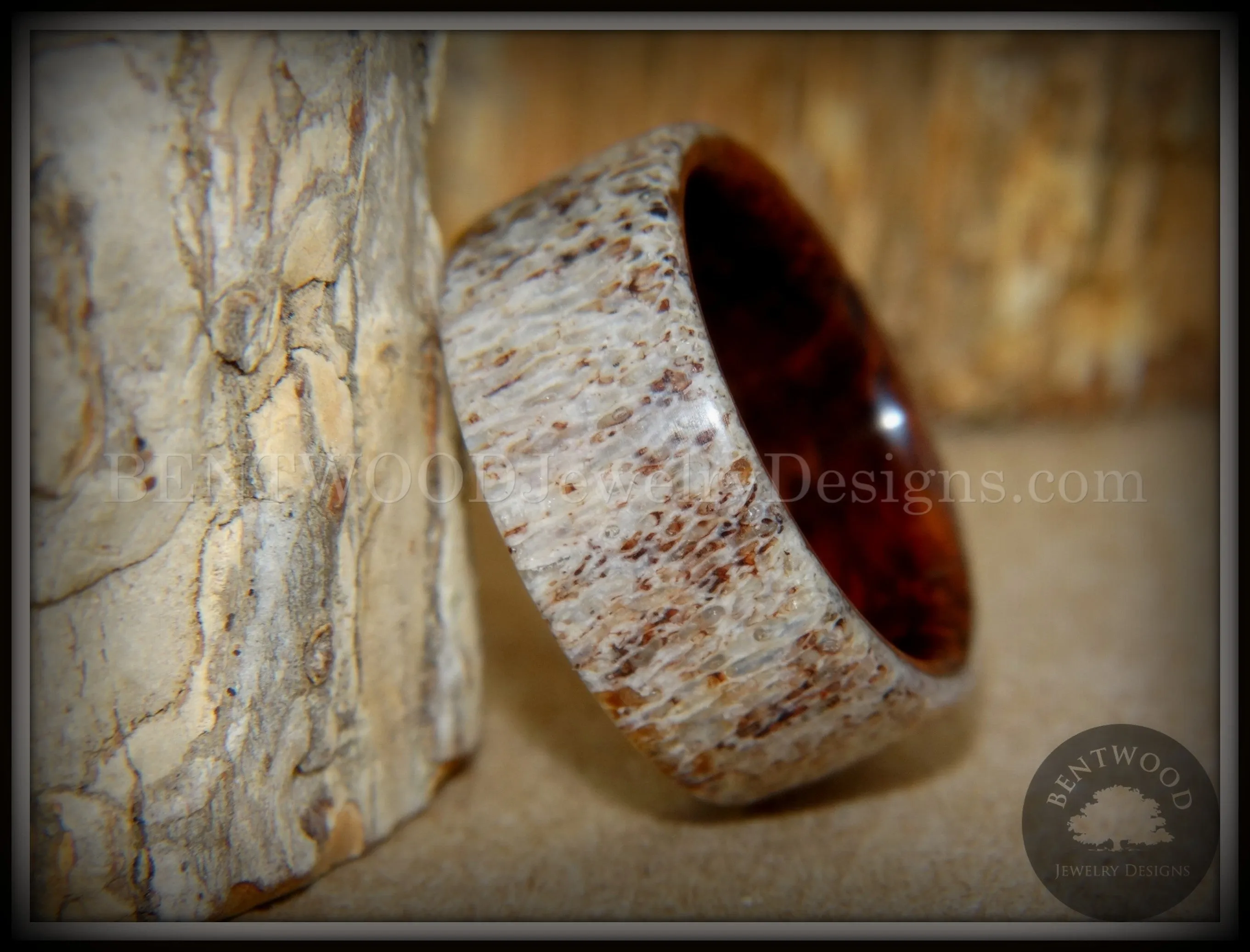 Bentwood Ring - The Hunter Antler on Snakewood