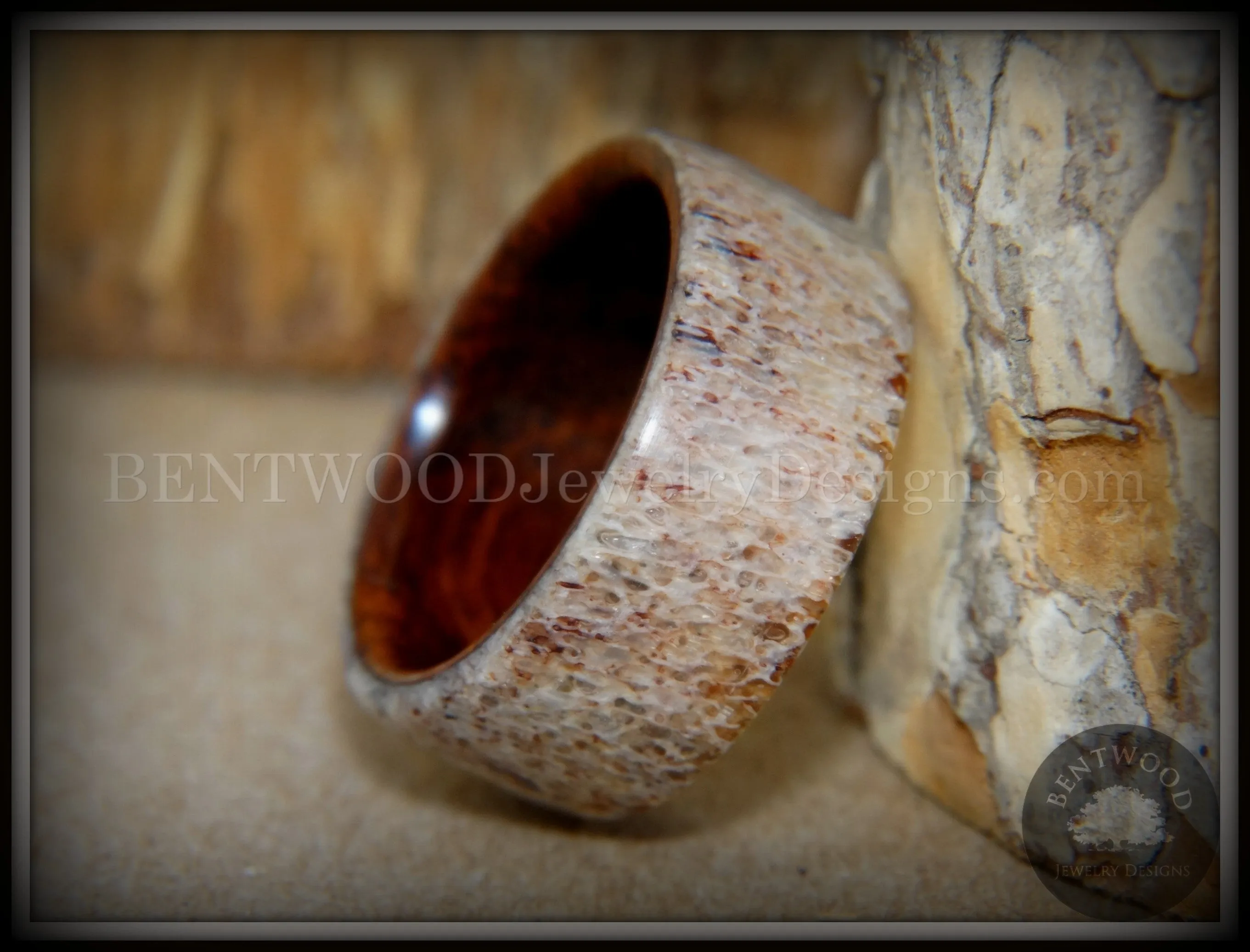 Bentwood Ring - The Hunter Antler on Snakewood