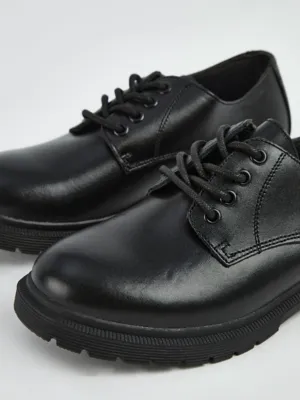 Black Leather Chunky Derby School Shoes | School | George at ASDA