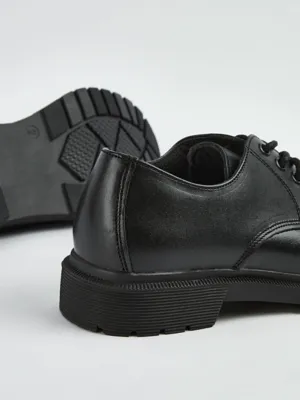 Black Leather Chunky Derby School Shoes | School | George at ASDA