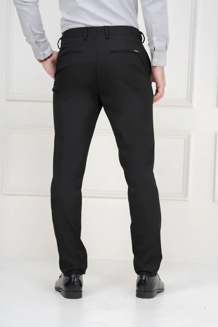 Black Water Repellant Slim Fit Formal Pants