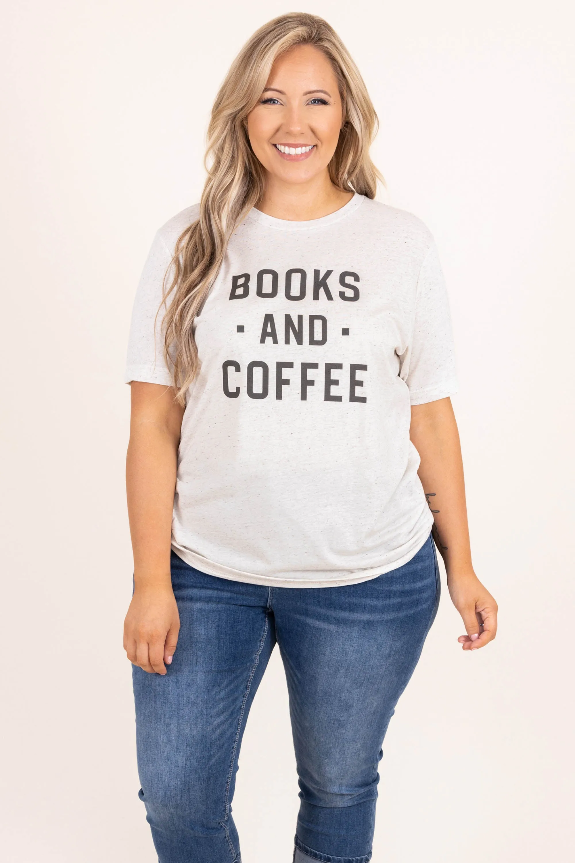 Books And Coffee Tee, Oatmeal Triblend