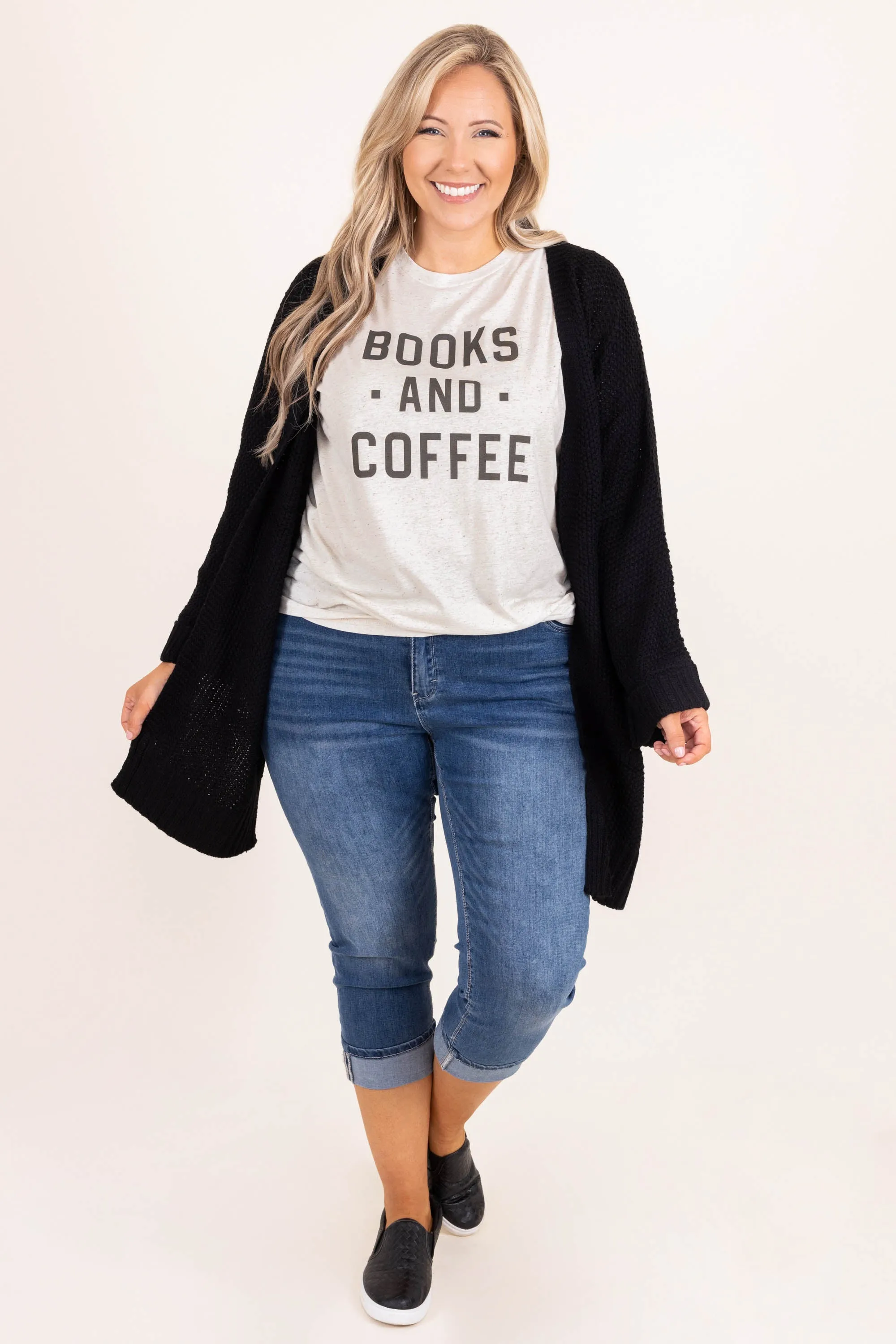 Books And Coffee Tee, Oatmeal Triblend