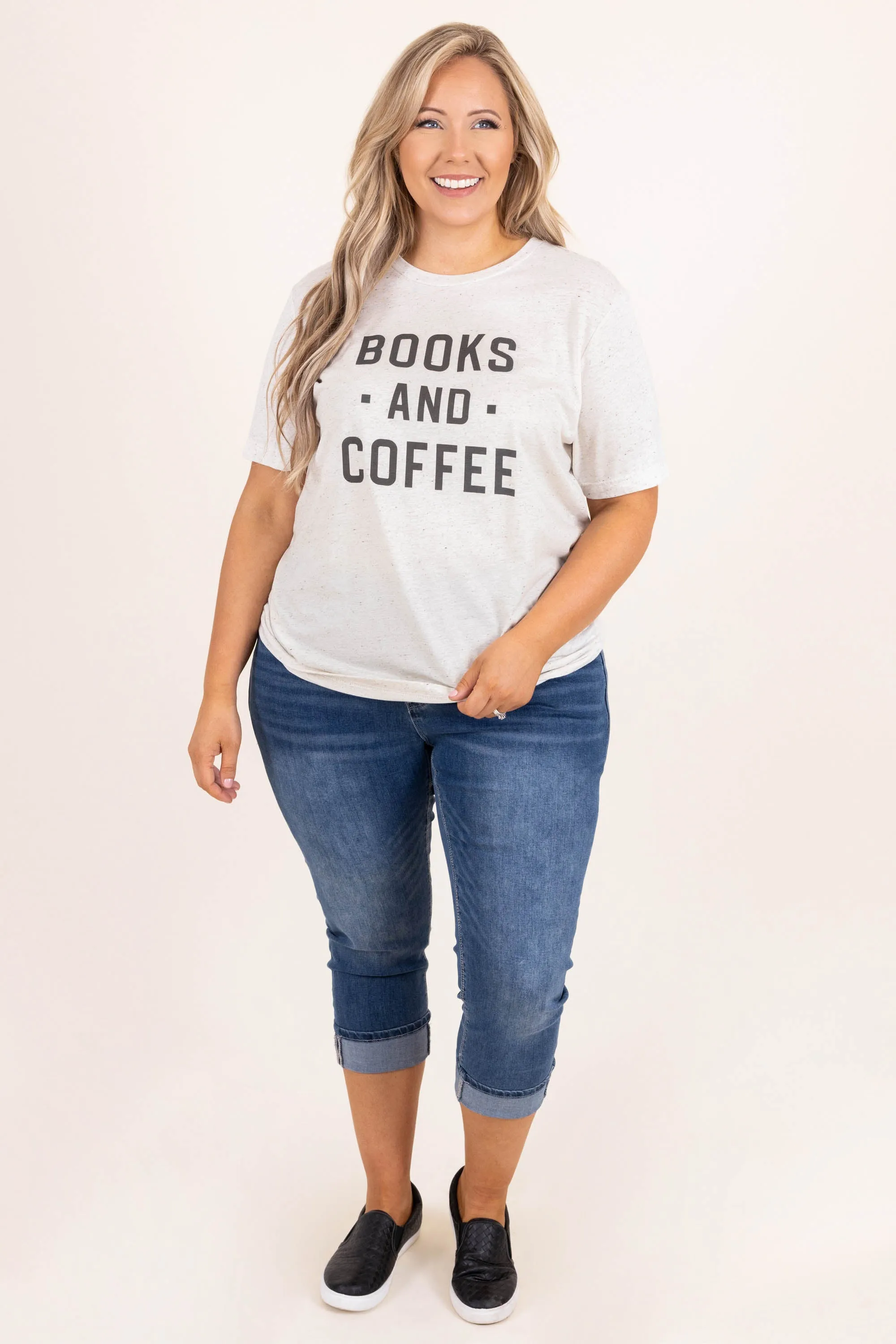 Books And Coffee Tee, Oatmeal Triblend