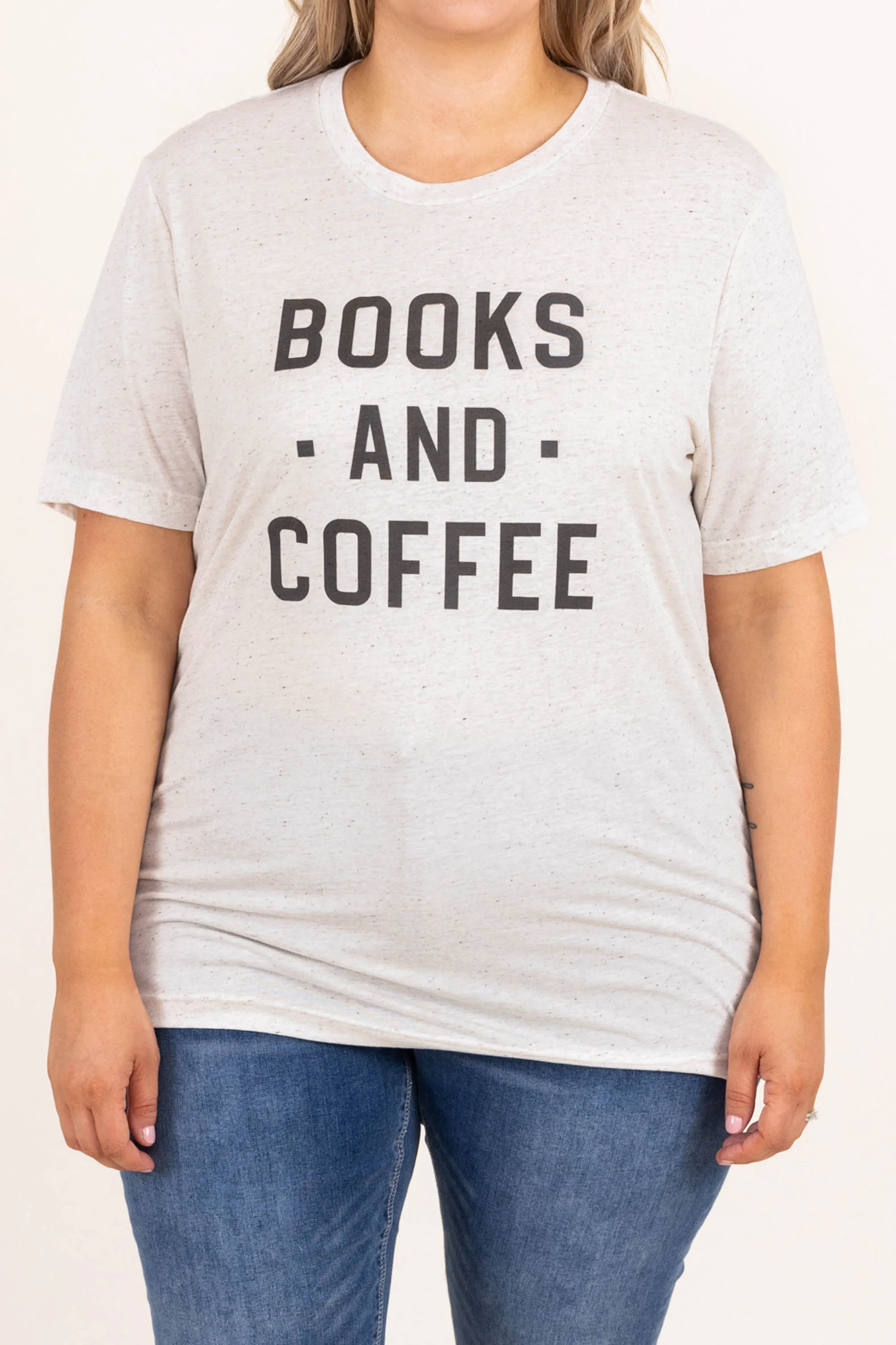 Books And Coffee Tee, Oatmeal Triblend