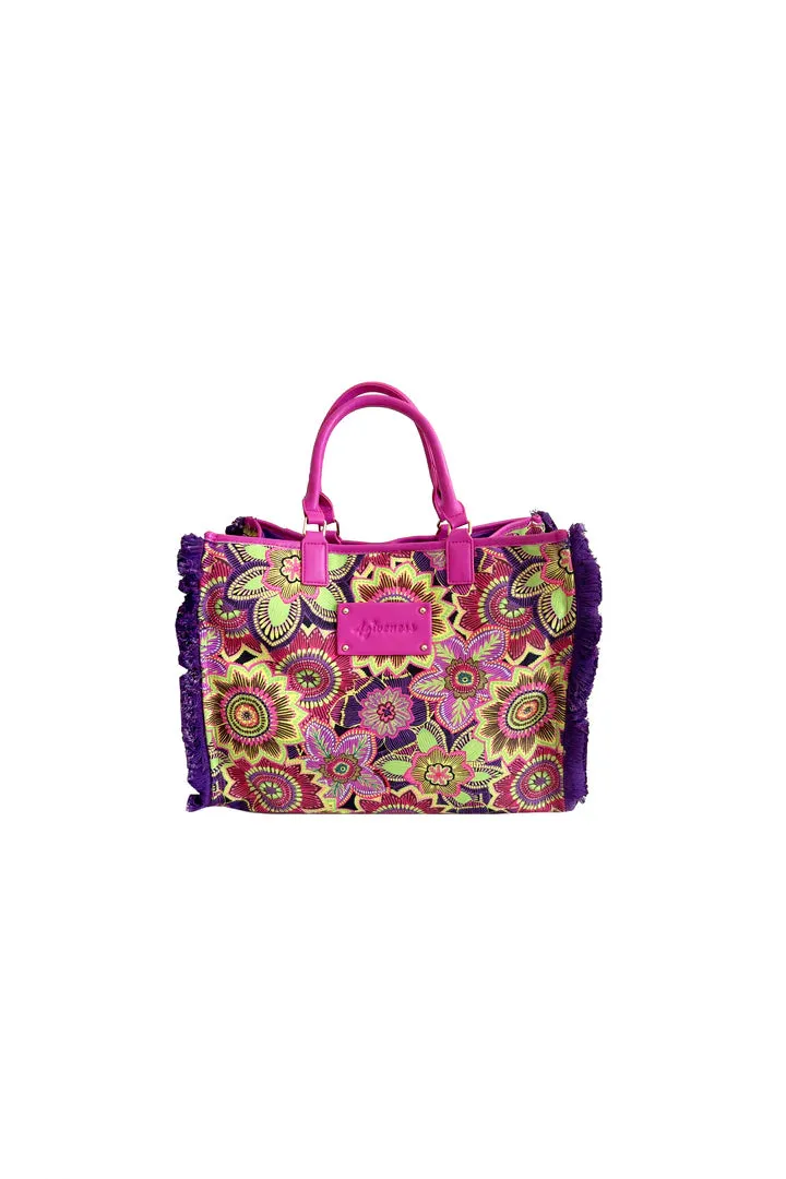 Borsa maxi da mare tropical bouquet