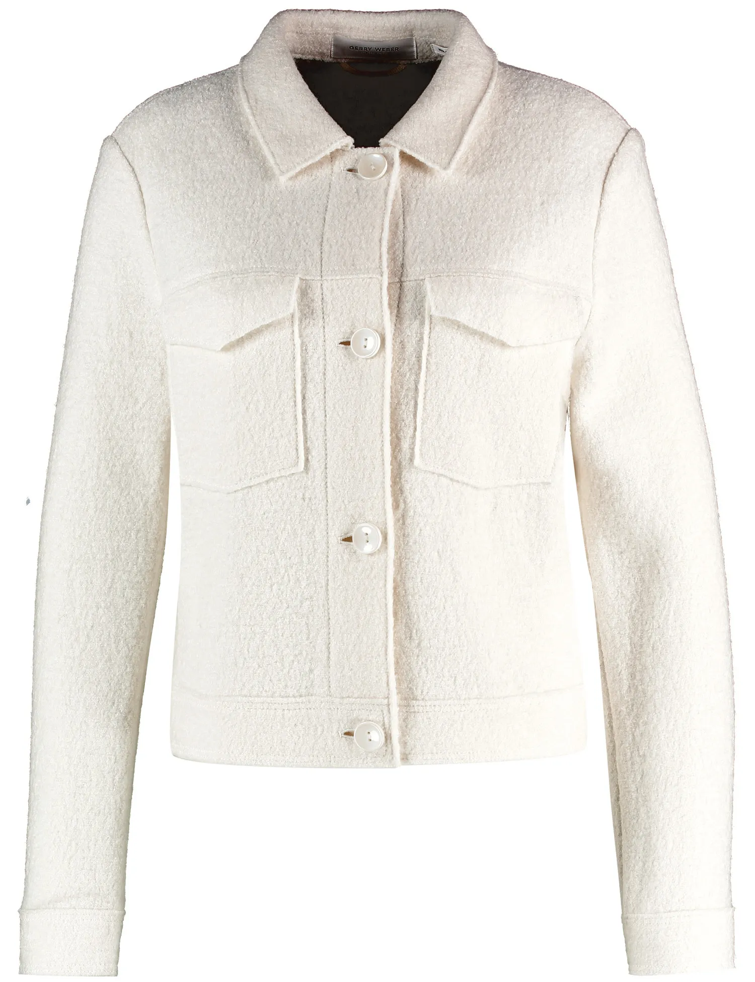 Boxy blazer jacket with a bouclé finish