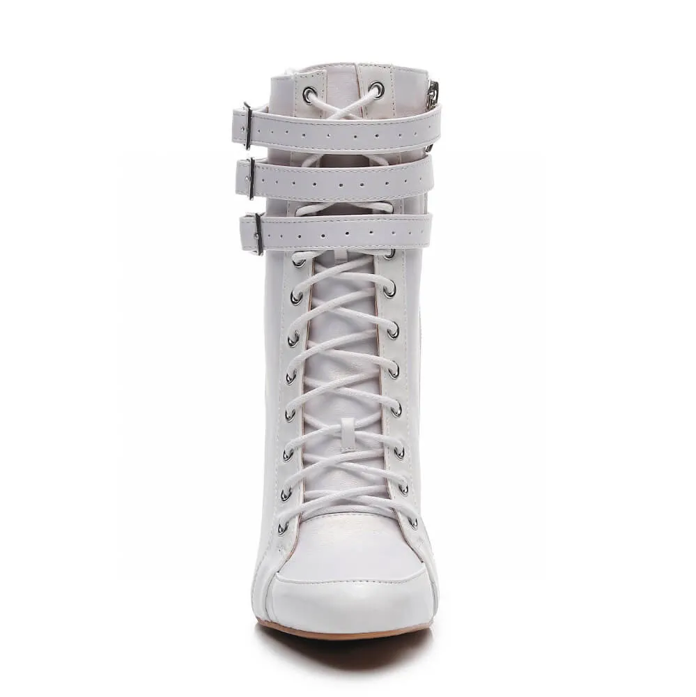 Boyz Boot - White Vegan Leather - Rubber Sole