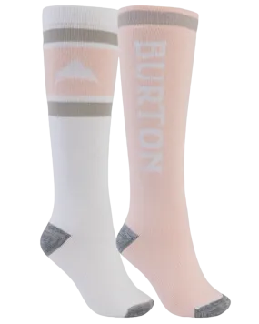 Burton Women's Weekend Midweight Socks 2-Pack - Stout White/Peach Melba