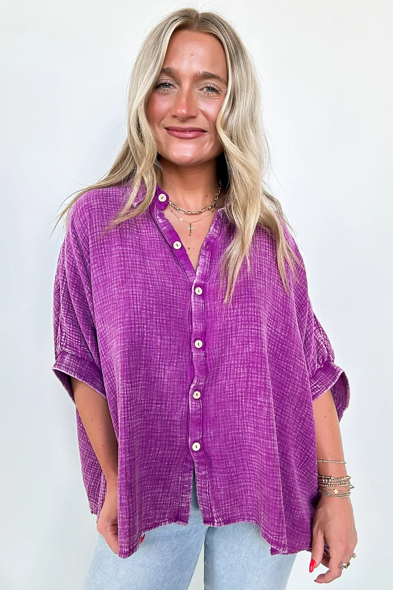 Carleen Washed Gauze Button Down Top - BACK IN STOCK