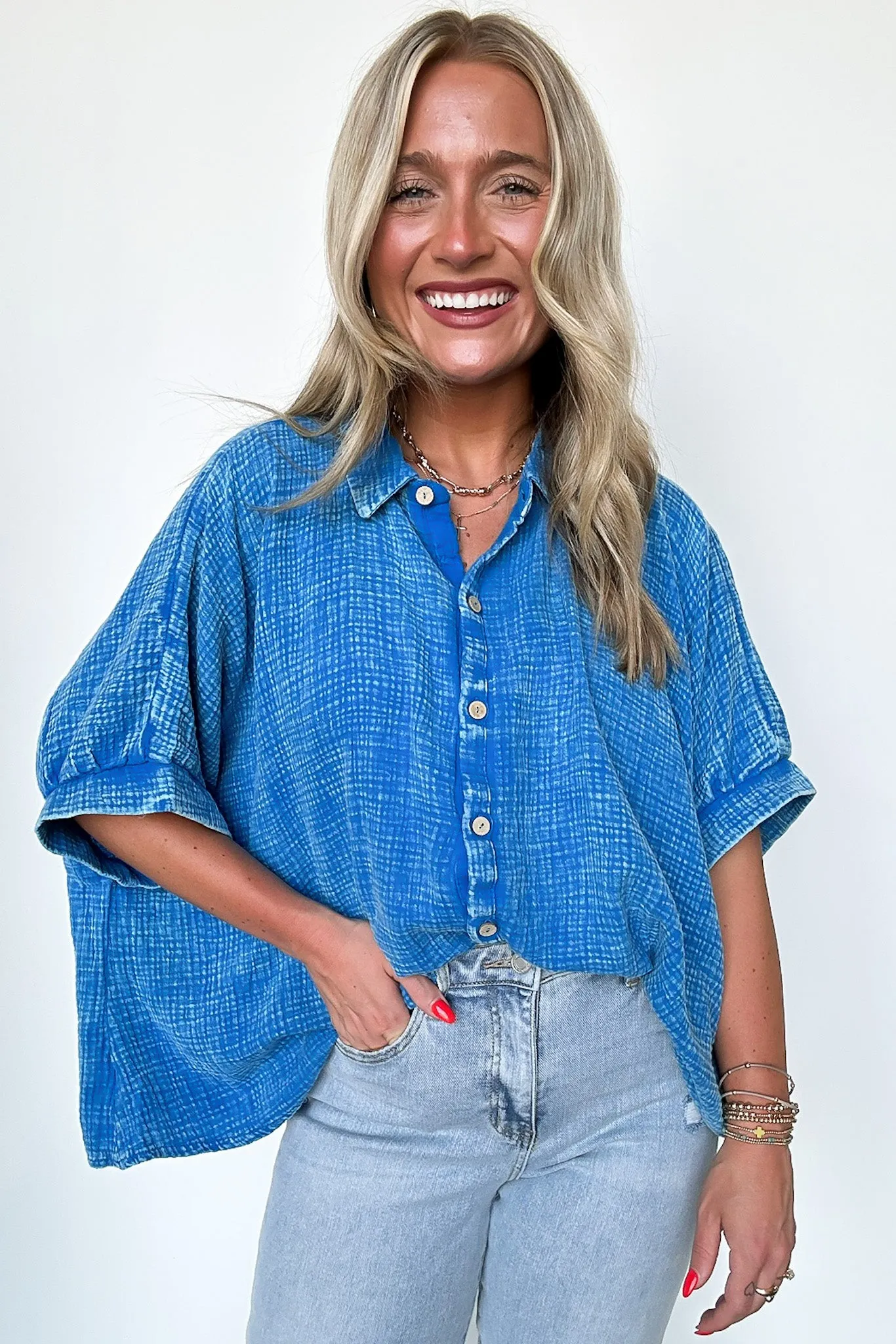 Carleen Washed Gauze Button Down Top - BACK IN STOCK