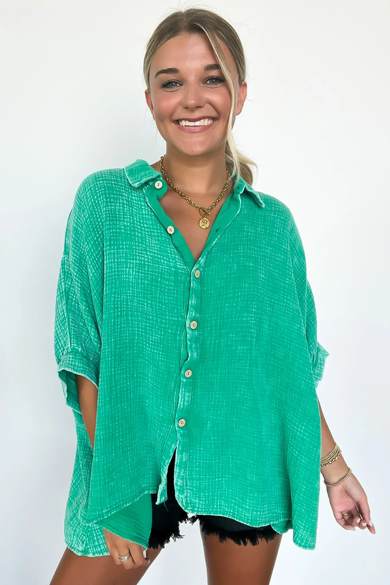 Carleen Washed Gauze Button Down Top - BACK IN STOCK