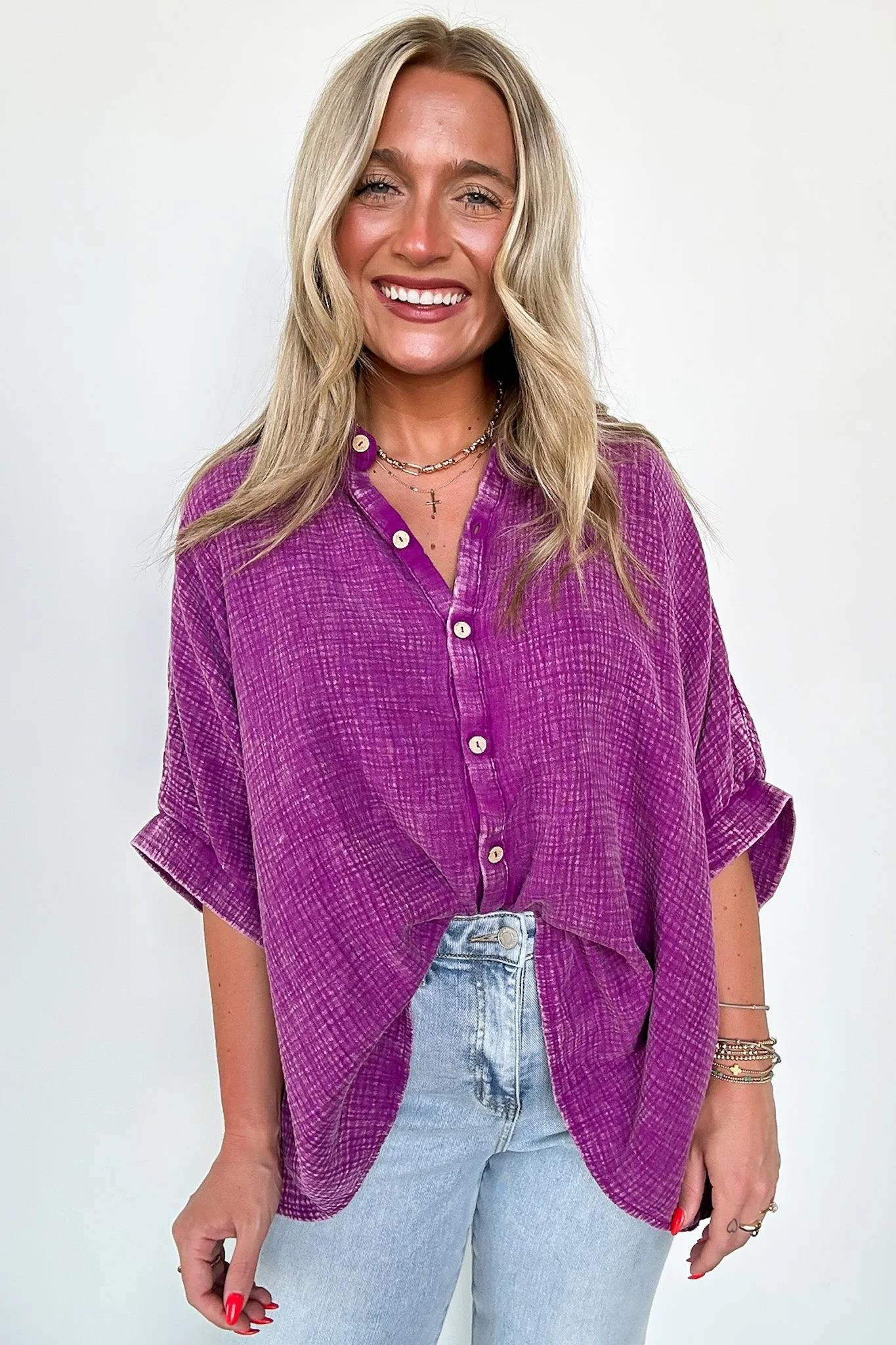 Carleen Washed Gauze Button Down Top - BACK IN STOCK