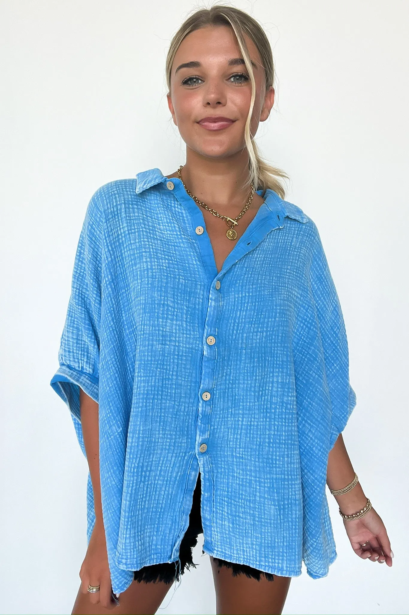 Carleen Washed Gauze Button Down Top - BACK IN STOCK