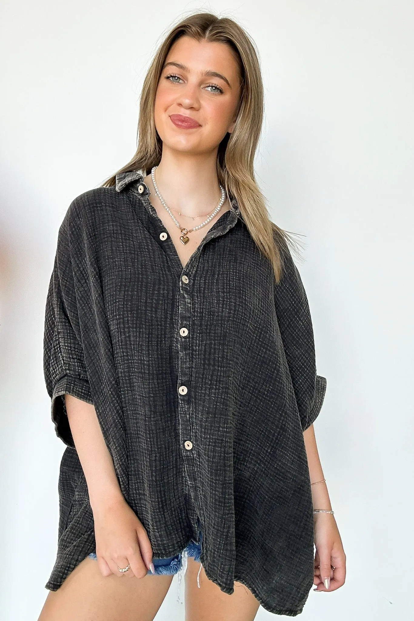 Carleen Washed Gauze Button Down Top - BACK IN STOCK