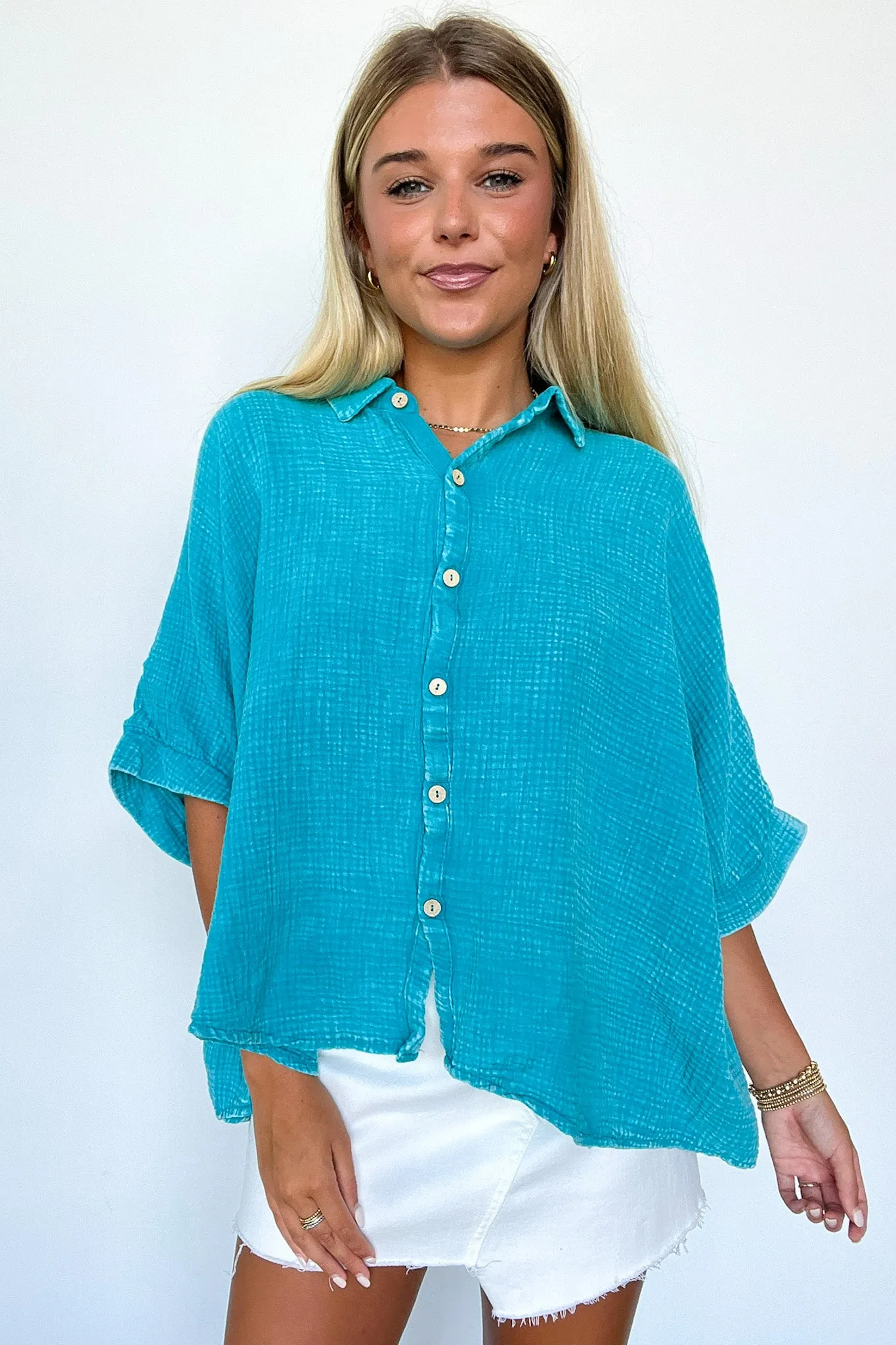 Carleen Washed Gauze Button Down Top - BACK IN STOCK