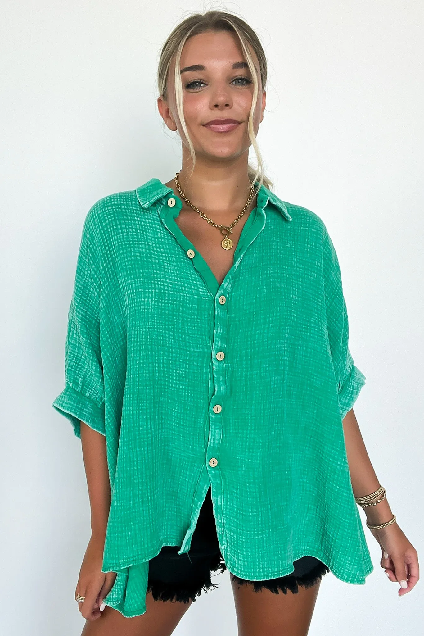 Carleen Washed Gauze Button Down Top - BACK IN STOCK