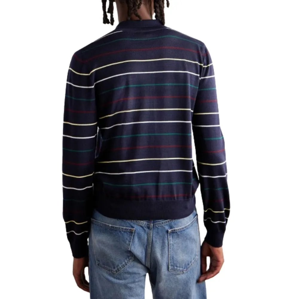 CELINE  |Stripes Wool Long Sleeves Logo Luxury Polos