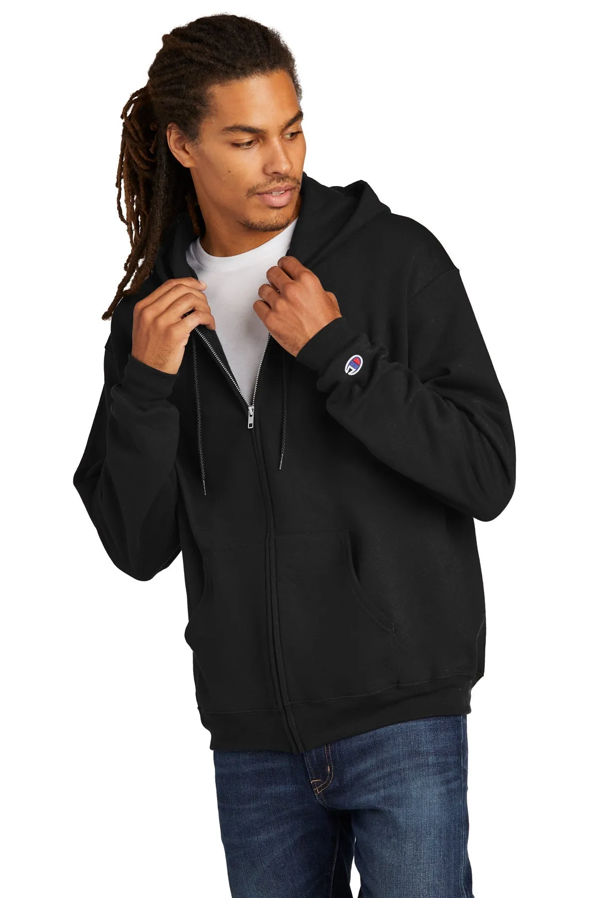 Champion Eco Fleece Full-Zip Hoodie, Black