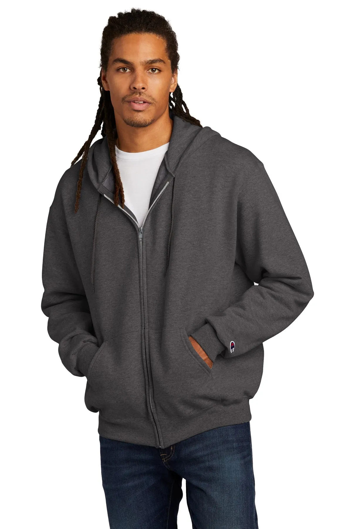 Champion Eco Fleece Full-Zip Hoodie, Charcoal Heather