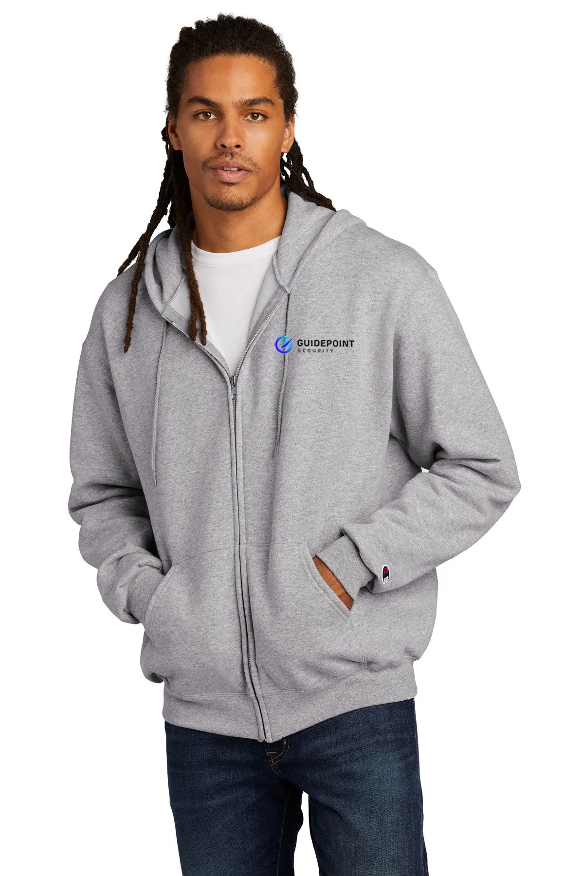 Champion Eco Fleece Full-Zip Hoodie, Light Steel [GuidePoint Security]