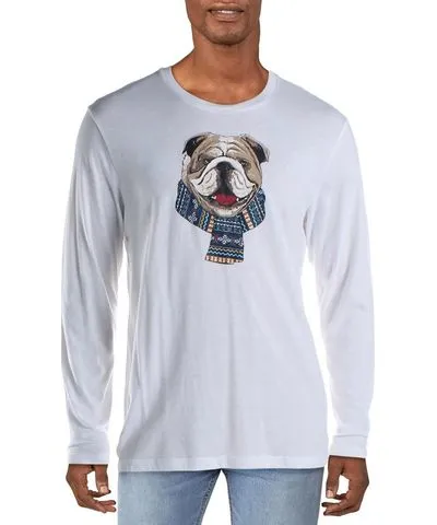 Club Room Bulldog Scarf Mens Cotton Blend Graphic T-Shirt