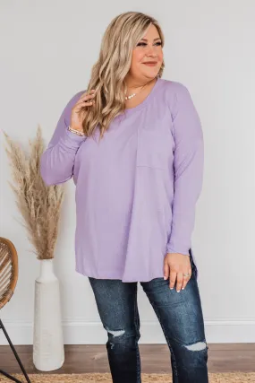 Comfy & Stylish Long Sleeve Pocket Top- Lavender