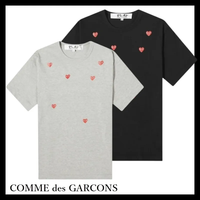 COMME des GARCONS  |Crew Neck Pullovers Heart Unisex Street Style Cotton