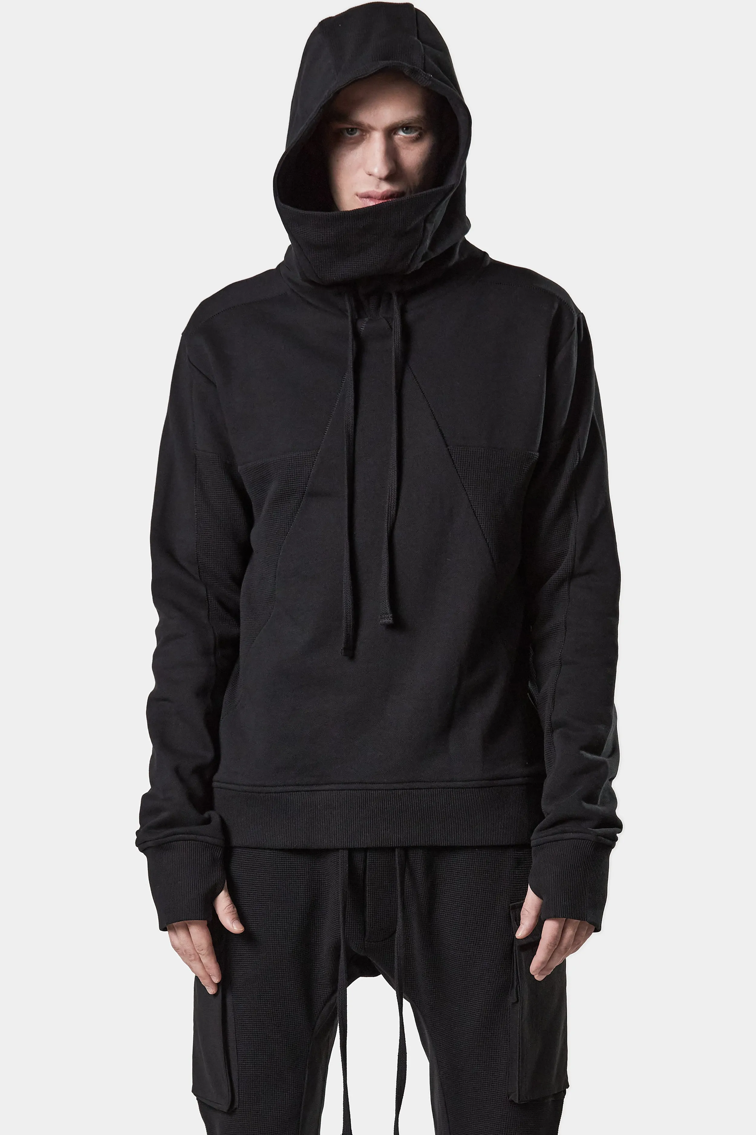 Contrast cotton hood sweater